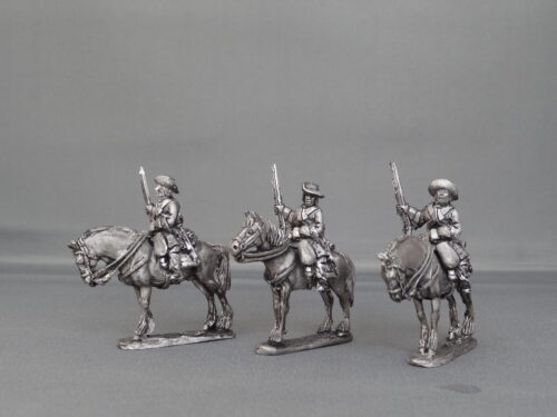 Dragoons in floppy hats standing