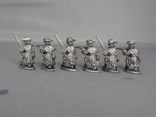 GNW Saxon foot Kneeling firing and presenting in Tricorns