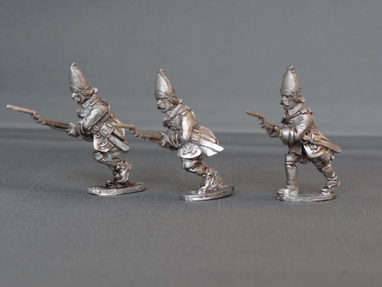 GNW Swedish grenadiers in tall cloth mitres charging