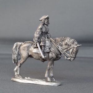General officer on standing horse sword down
