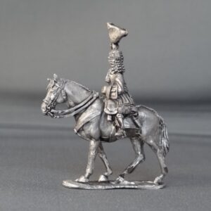 General officer waviing hat on walking horse