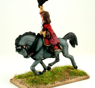 General officer on trotting horse waving hat