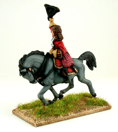 General officer on trotting horse waving hat